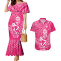 New Zealand Silver Fern Rugby Custom Couples Matching Mermaid Dress and Hawaiian Shirt Maori Tiki Pink Version