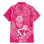 New Zealand Silver Fern Rugby Custom Family Matching Mermaid Dress and Hawaiian Shirt Maori Tiki Pink Version