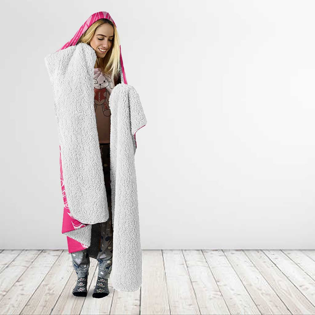 New Zealand Silver Fern Rugby Custom Hooded Blanket Maori Tiki Pink Version