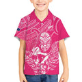 New Zealand Silver Fern Rugby Custom Kid Hawaiian Shirt Maori Tiki Pink Version