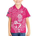New Zealand Silver Fern Rugby Custom Kid Hawaiian Shirt Maori Tiki Pink Version