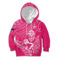 New Zealand Silver Fern Rugby Custom Kid Hoodie Maori Tiki Pink Version