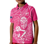 New Zealand Silver Fern Rugby Custom Kid Polo Shirt Maori Tiki Pink Version