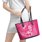 New Zealand Silver Fern Rugby Custom Leather Tote Bag Maori Tiki Pink Version