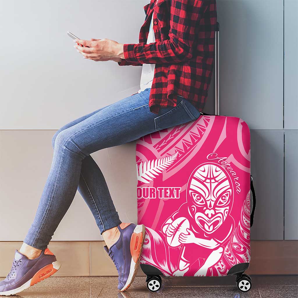 New Zealand Silver Fern Rugby Custom Luggage Cover Maori Tiki Pink Version