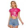 New Zealand Silver Fern Rugby Custom Raglan Cropped T Shirt Maori Tiki Pink Version