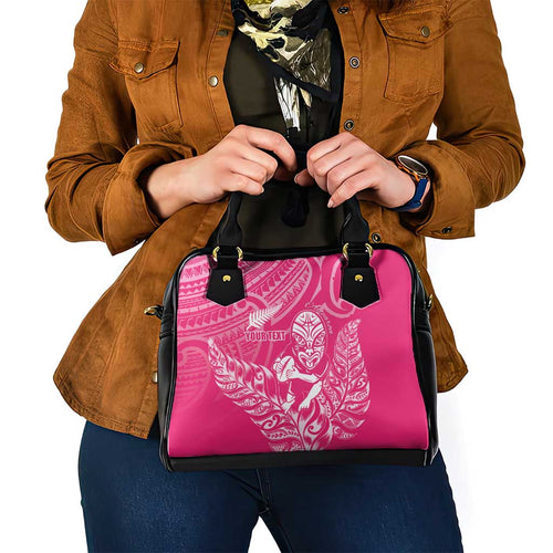 New Zealand Silver Fern Rugby Custom Shoulder Handbag Maori Tiki Pink Version