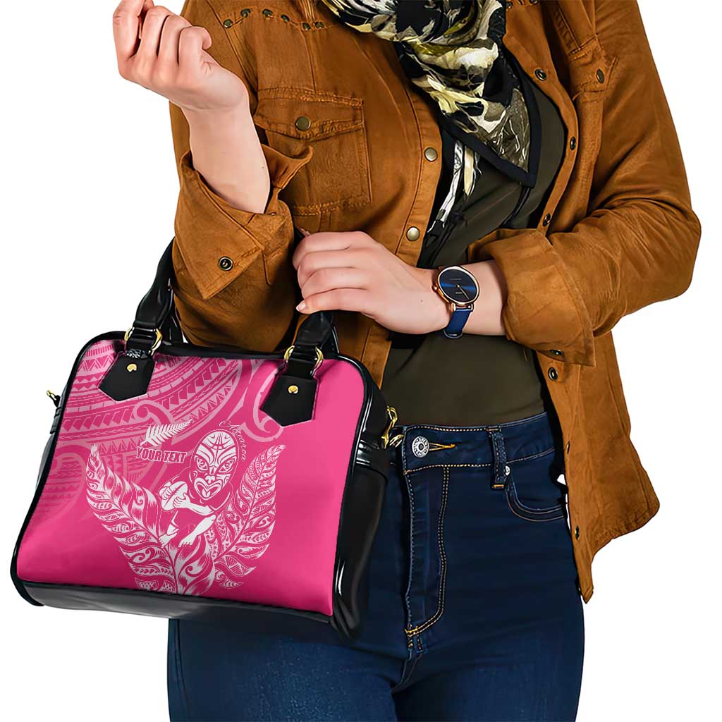 New Zealand Silver Fern Rugby Custom Shoulder Handbag Maori Tiki Pink Version