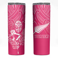 New Zealand Silver Fern Rugby Custom Skinny Tumbler Maori Tiki Pink Version