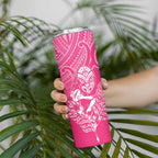 New Zealand Silver Fern Rugby Custom Skinny Tumbler Maori Tiki Pink Version