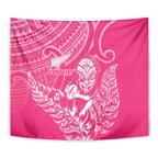 New Zealand Silver Fern Rugby Custom Tapestry Maori Tiki Pink Version
