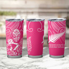 New Zealand Silver Fern Rugby Custom Tumbler Cup Maori Tiki Pink Version