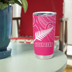New Zealand Silver Fern Rugby Custom Tumbler Cup Maori Tiki Pink Version