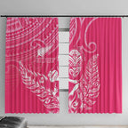 New Zealand Silver Fern Rugby Custom Window Curtain Maori Tiki Pink Version
