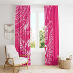 New Zealand Silver Fern Rugby Custom Window Curtain Maori Tiki Pink Version