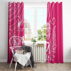 New Zealand Silver Fern Rugby Custom Window Curtain Maori Tiki Pink Version