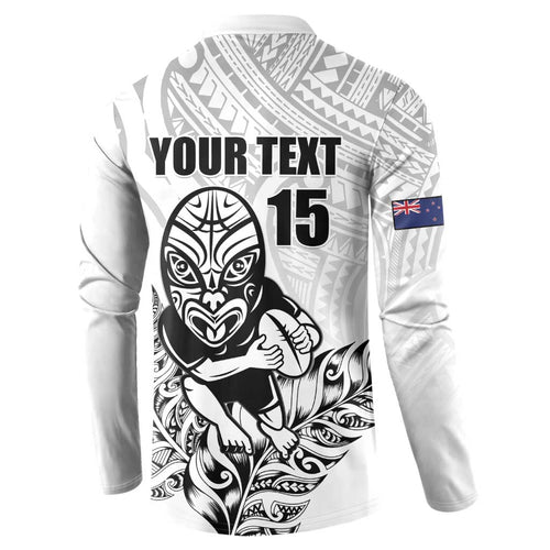 New Zealand Silver Fern Rugby Custom Button Sweatshirt Maori Tiki White Version