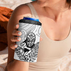 New Zealand Silver Fern Rugby Custom 4 in 1 Can Cooler Tumbler Maori Tiki White Version