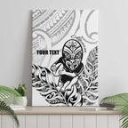 New Zealand Silver Fern Rugby Custom Canvas Wall Art Maori Tiki White Version