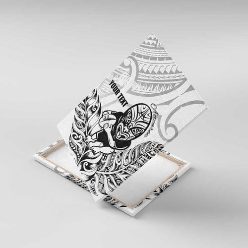 New Zealand Silver Fern Rugby Custom Canvas Wall Art Maori Tiki White Version