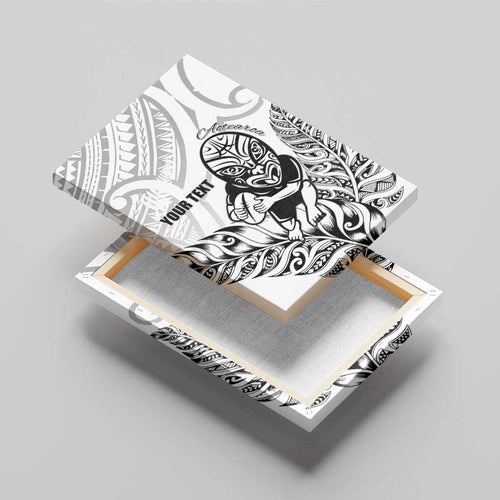 New Zealand Silver Fern Rugby Custom Canvas Wall Art Maori Tiki White Version