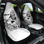 New Zealand Silver Fern Rugby Custom Car Seat Cover Maori Tiki White Version