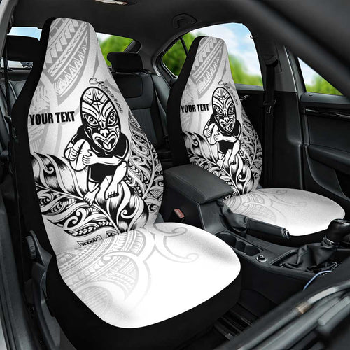 New Zealand Silver Fern Rugby Custom Car Seat Cover Maori Tiki White Version