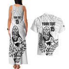 New Zealand Silver Fern Rugby Custom Couples Matching Tank Maxi Dress and Hawaiian Shirt Maori Tiki White Version