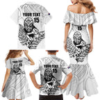 New Zealand Silver Fern Rugby Custom Family Matching Mermaid Dress and Hawaiian Shirt Maori Tiki White Version