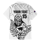 New Zealand Silver Fern Rugby Custom Family Matching Off The Shoulder Long Sleeve Dress and Hawaiian Shirt Maori Tiki White Version