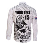 New Zealand Silver Fern Rugby Custom Family Matching Off The Shoulder Long Sleeve Dress and Hawaiian Shirt Maori Tiki White Version