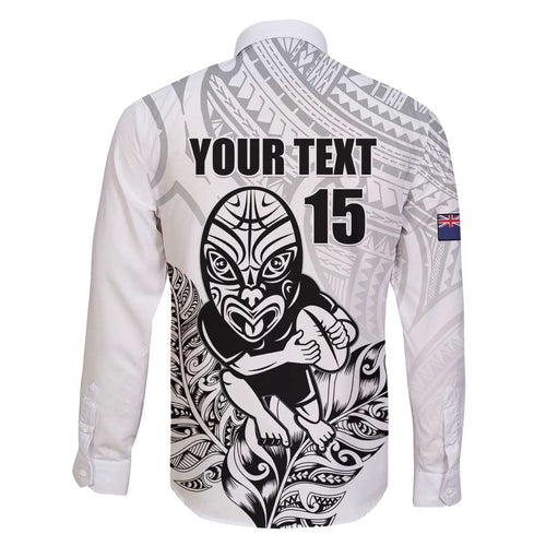 New Zealand Silver Fern Rugby Custom Family Matching Off The Shoulder Long Sleeve Dress and Hawaiian Shirt Maori Tiki White Version