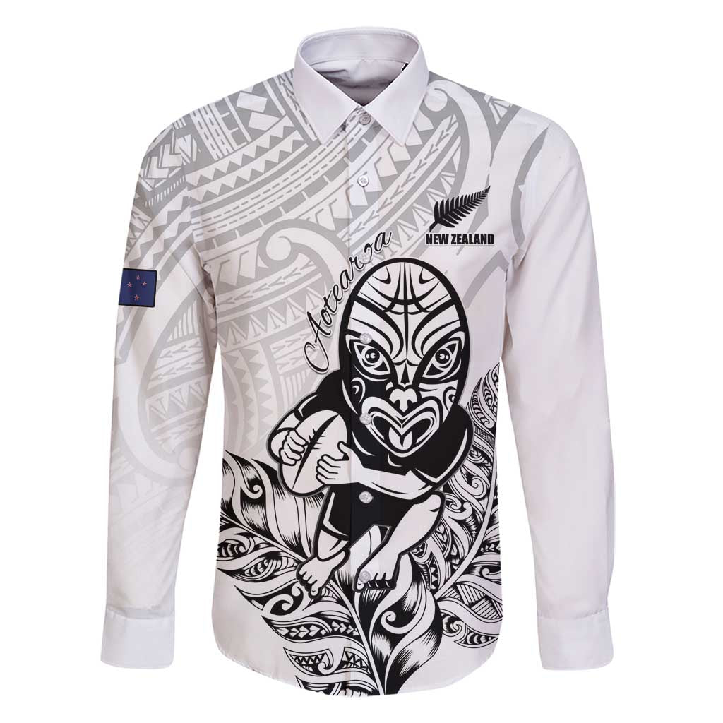 New Zealand Silver Fern Rugby Custom Family Matching Off Shoulder Maxi Dress and Hawaiian Shirt Maori Tiki White Version