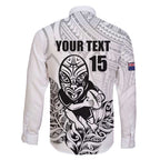 New Zealand Silver Fern Rugby Custom Family Matching Off Shoulder Maxi Dress and Hawaiian Shirt Maori Tiki White Version