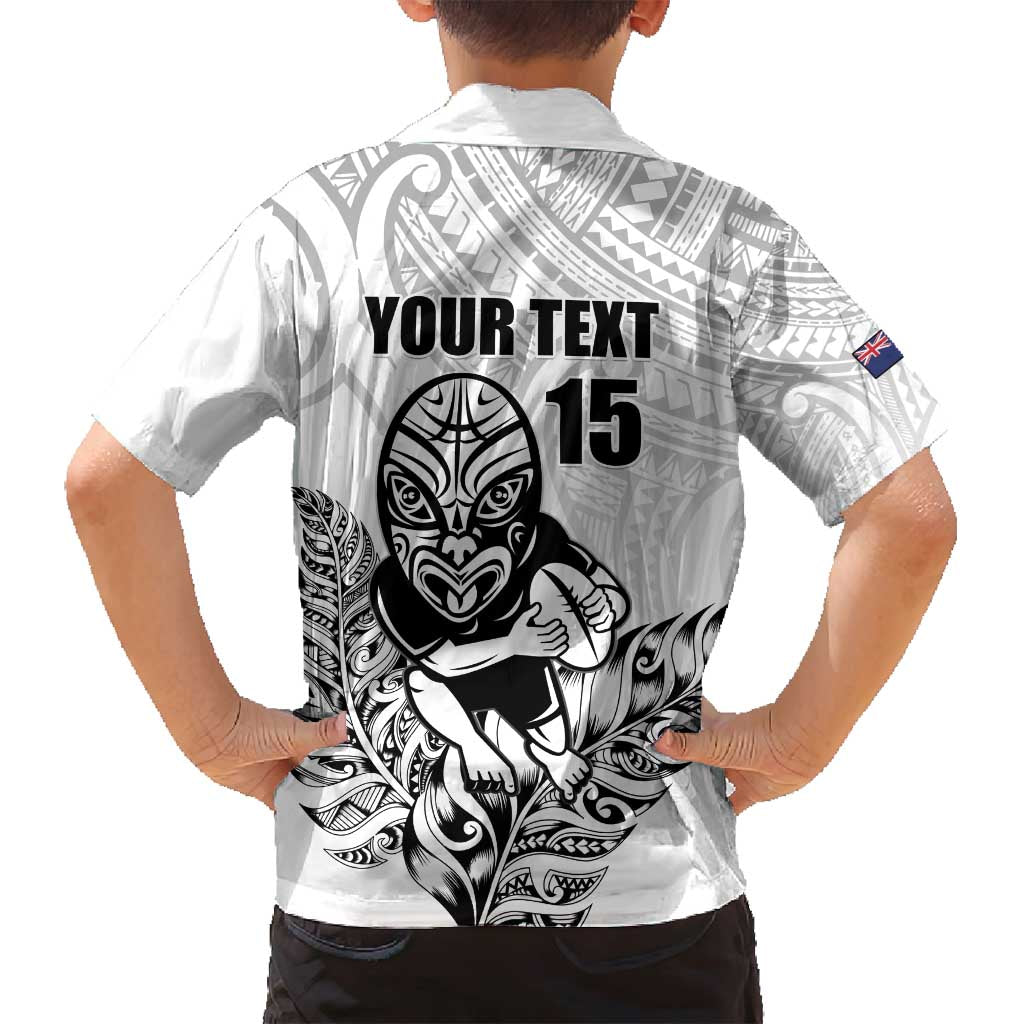 New Zealand Silver Fern Rugby Custom Family Matching Puletasi and Hawaiian Shirt Maori Tiki White Version