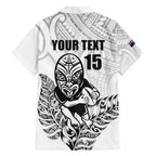 New Zealand Silver Fern Rugby Custom Family Matching Puletasi and Hawaiian Shirt Maori Tiki White Version