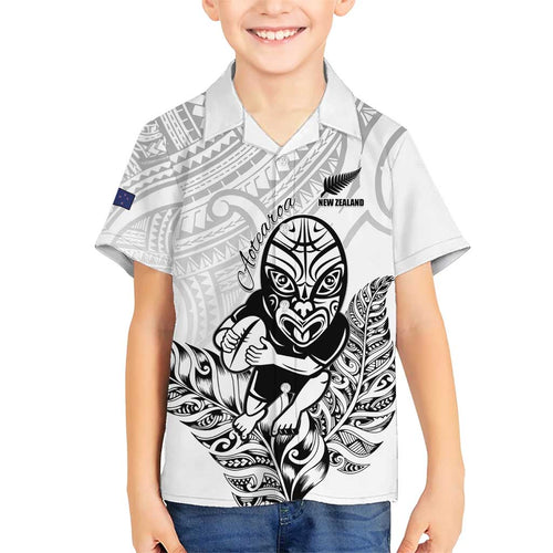 New Zealand Silver Fern Rugby Custom Family Matching Short Sleeve Bodycon Dress and Hawaiian Shirt Maori Tiki White Version