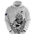 New Zealand Silver Fern Rugby Custom Hoodie Maori Tiki White Version