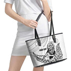 New Zealand Silver Fern Rugby Custom Leather Tote Bag Maori Tiki White Version