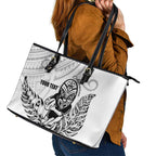 New Zealand Silver Fern Rugby Custom Leather Tote Bag Maori Tiki White Version