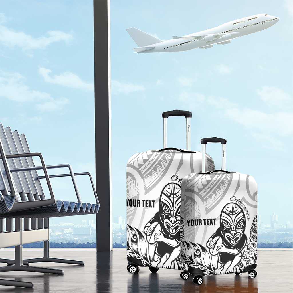 New Zealand Silver Fern Rugby Custom Luggage Cover Maori Tiki White Version