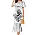 New Zealand Silver Fern Rugby Custom Mermaid Dress Maori Tiki White Version