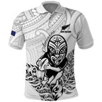 New Zealand Silver Fern Rugby Custom Polo Shirt Maori Tiki White Version