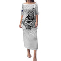 New Zealand Silver Fern Rugby Custom Puletasi Maori Tiki White Version