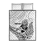 New Zealand Silver Fern Rugby Custom Quilt Bed Set Maori Tiki White Version