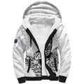 New Zealand Silver Fern Rugby Custom Sherpa Hoodie Maori Tiki White Version