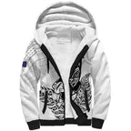 New Zealand Silver Fern Rugby Custom Sherpa Hoodie Maori Tiki White Version