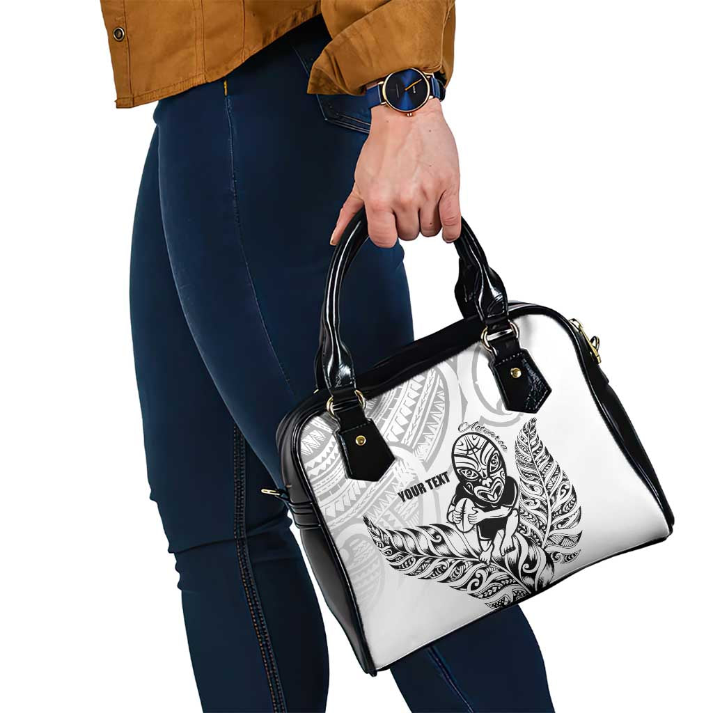 New Zealand Silver Fern Rugby Custom Shoulder Handbag Maori Tiki White Version