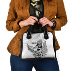 New Zealand Silver Fern Rugby Custom Shoulder Handbag Maori Tiki White Version