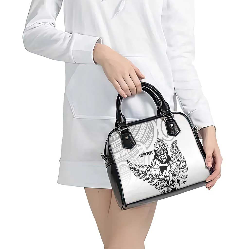 New Zealand Silver Fern Rugby Custom Shoulder Handbag Maori Tiki White Version
